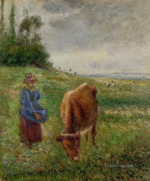  vache Tableaux - cowherd pontoise 1882 Camille Pissarro